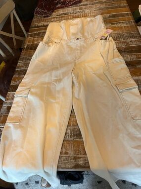 wild fable Cream Wide-Leg Cargo Jumpsuit
